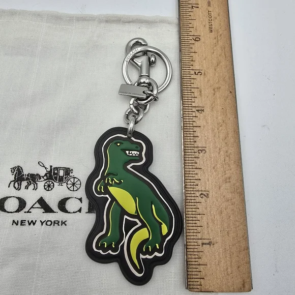 Coach Rexy, Green and Yellow Dinosaur Keychain/ Bag Charm - Picture 6 of 10
